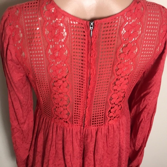 Jolt Burnt Orange Dress Cut Out Sleeves Crochet - Picture 4 of 8